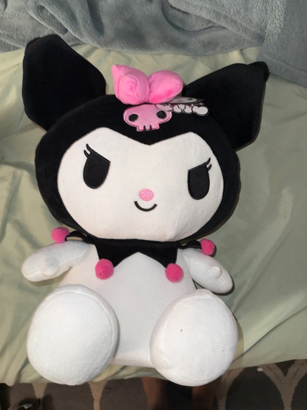 Sanrio Kuromi Plush Backpack in Black, White and Pink